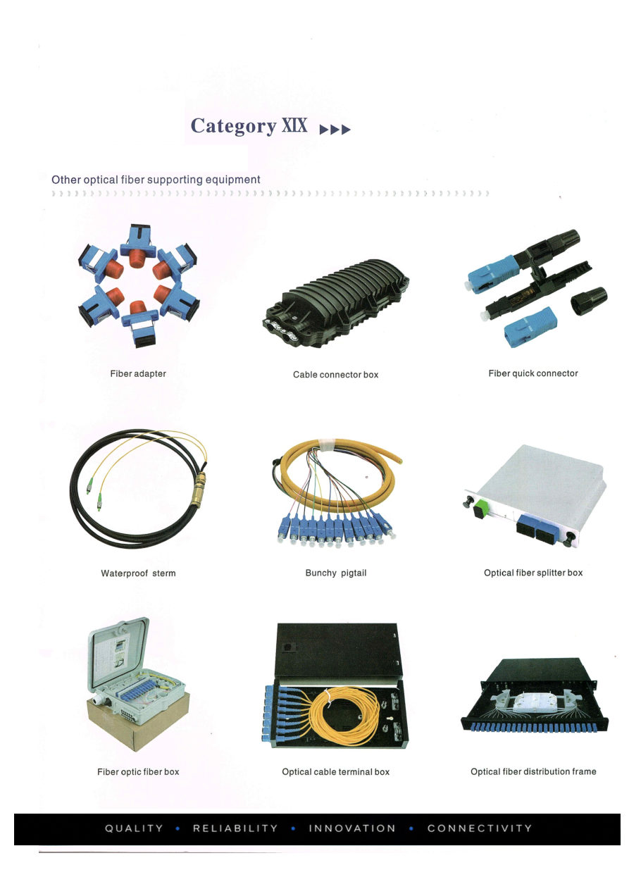 Optical Fiber Supporting Equipment catalogue page